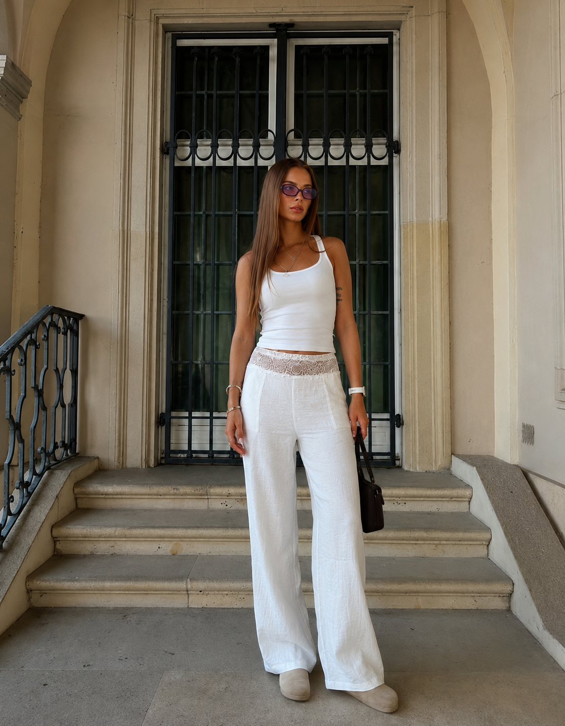 LACE LINEN TROUSERS