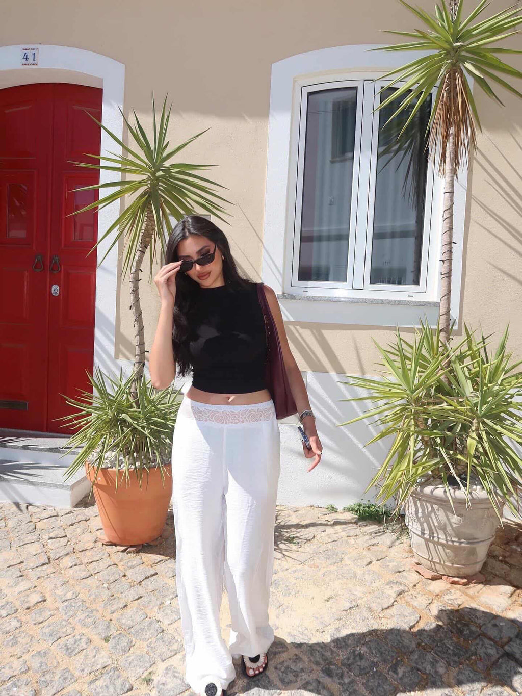 LACE LINEN TROUSERS